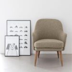 ⁦كرسي رمادي كتان - sz309⁩ - الصورة ⁦2⁩