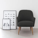 ⁦كرسي رمادي كتان - sz309⁩ - الصورة ⁦4⁩