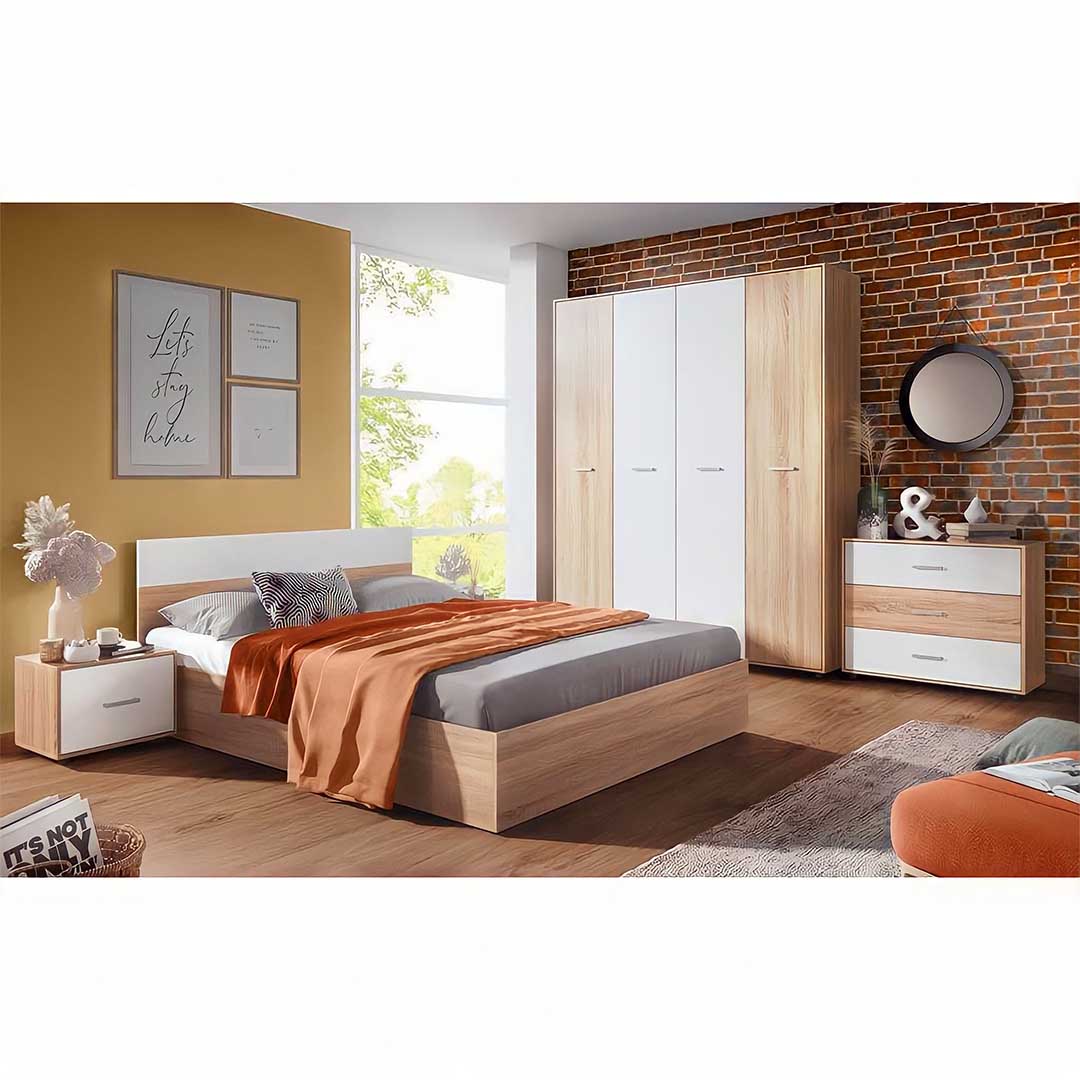 غرفة نوم مودرن - غرف نوم لون خشبي فاتح